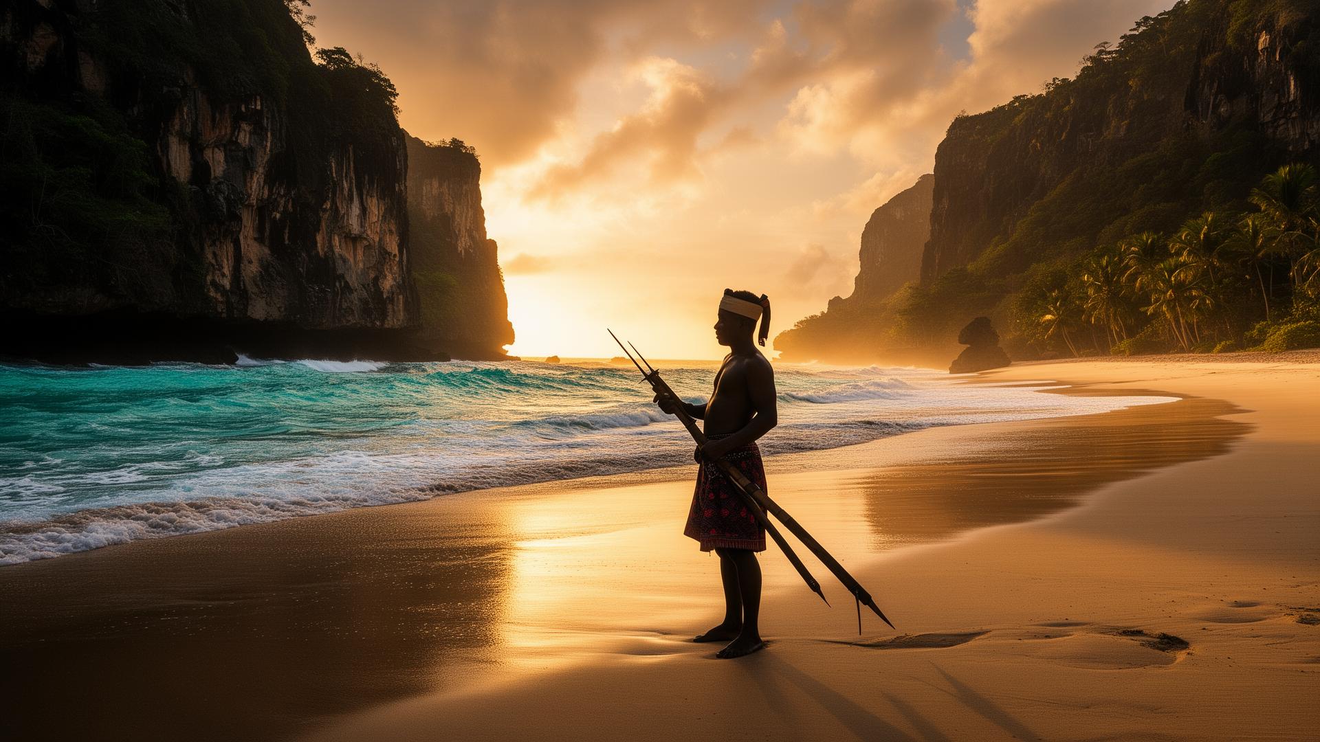 Sumba waterman at sunset